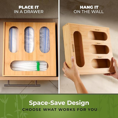 Bamboo Storage Bag Organizer, Sandwich Bag Organizer - Image 5