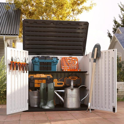 EHHLY 47 Cuft Outdoor Storage Shed Shelf, Outdoor Storage Cabinet Metal Shelves - Image 4