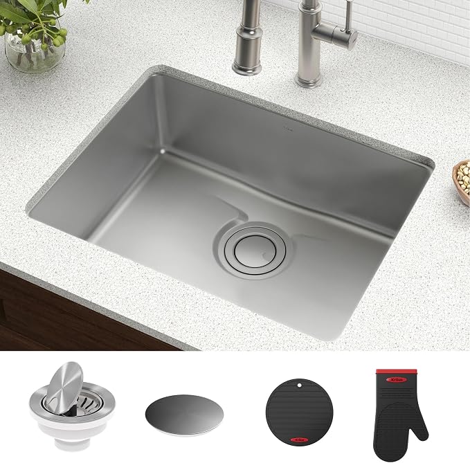 KRAUS Dex 25-Inch Undermount Single Bowl TRU16 Gauge Stainless Steel Kitchen - Image 9