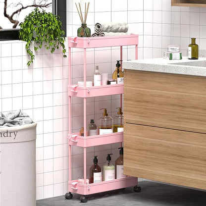 SPACEKEEPER Slim Rolling Storage Cart, 4 Tier Bathroom Cart Organizer, Mobile - Image 6