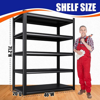 Set of 5 Garage Shelving Heavy Duty Storage Shelves, Metal Adjustable Shelving - Image 3