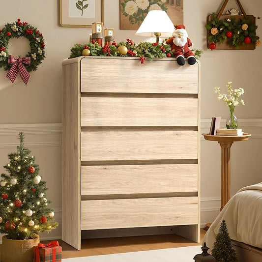 AMERLIFE 5 Drawer Dresser for Bedroom, Anti-Tip Kit, Wood Cabinet Organizer for by AMERLIFE