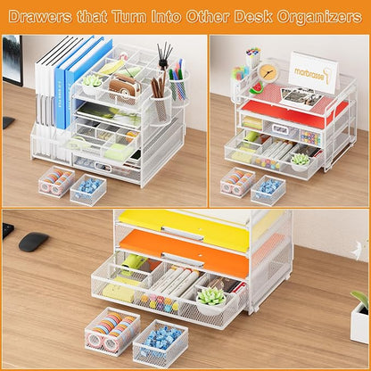 Marbrasse 3 Packs White Desk Drawer Organizers, Drawer Organizer Tray - Image 7