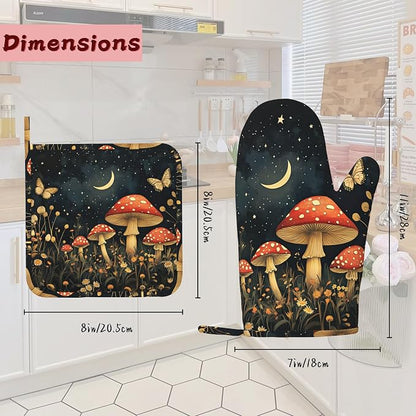 Magic Mushroom Heat-Resistant Silicone Oven Mitts and Pot Holders, Butterfly - Image 2