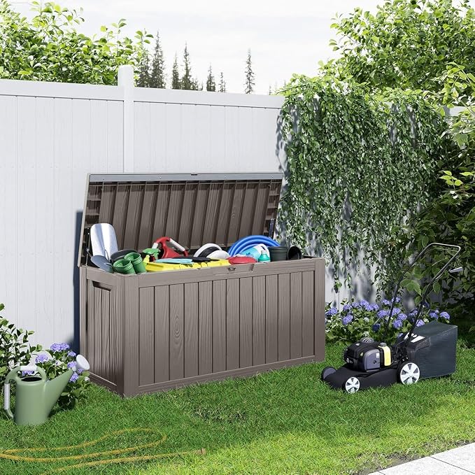 80 Gallon Resin Deck Box, Lockable Outdoor Storage Box - Image 3