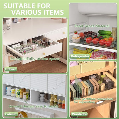 BLULEE 4-in-1 Expandable Drawer Organizer Set, Adjustable Clear Bins | - Image 4