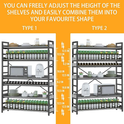 HCHQHS Bookshelf, Adjustable Industrial Bookcase, Vertical Tall Book Shelf - Image 4