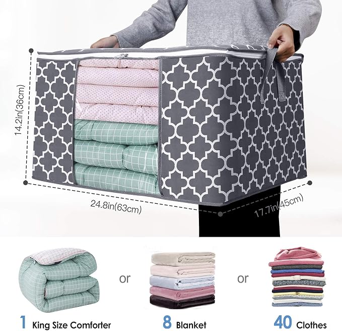 WISELIFE Storage Bags, Large Blanket Clothes Organization and Storage Containers - Image 2