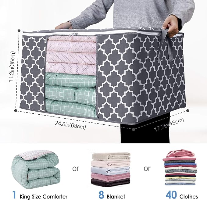WISELIFE Storage Bags, Large Blanket Clothes Organization and Storage Containers - Image 2