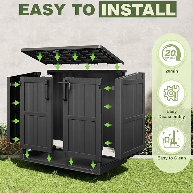 36 Cu Ft Resin Outdoor Storage Shed, Weatherproof Horizontal Outdoor Storage - Image 7