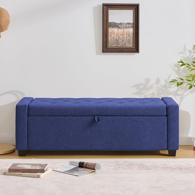 Huatean Home 48" Ottoman with Storage, Storage Ottoman Bench with Safety Hinge - Image 6