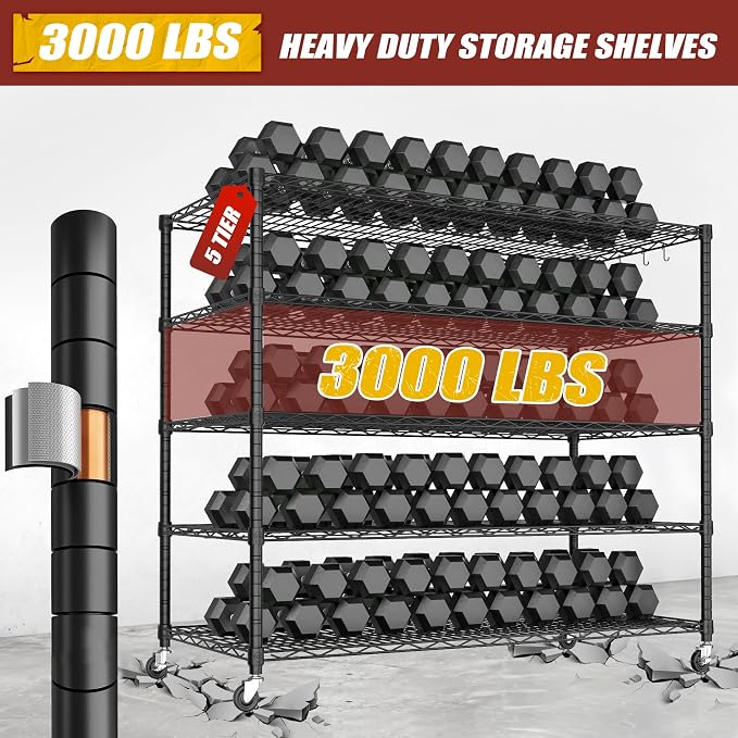 PrimeZone 5 Tier 80.7" Hx55.5 Wx24 D Wire Shelving - Image 5