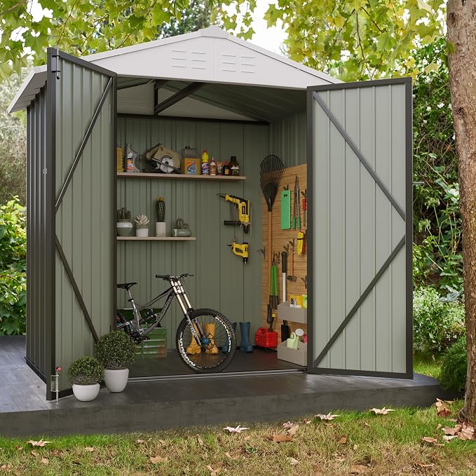 JUMMICO Metal Outdoor Storage Shed 6 x 4 FT Metal Shed - Image 6