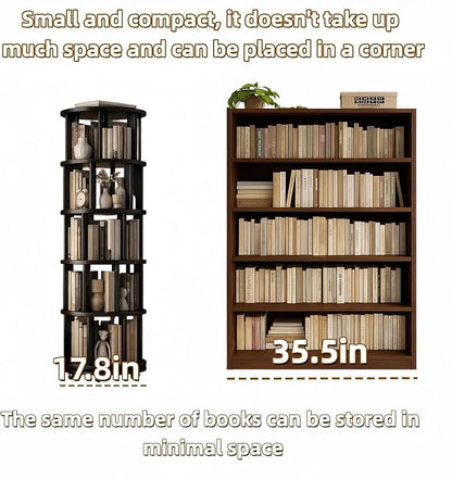 Solid Wood Rotating Round Bookshelf Towers - Image 5