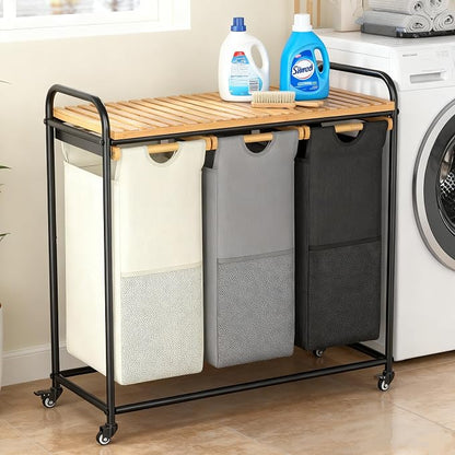 Laundry Hampers 3 Section, Laundry Sorter - Image 8