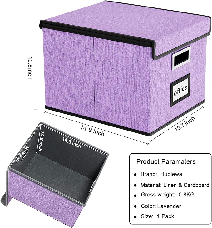 File Organizer Box with Lids, Collapsible File Folder Organizer | File Box with - Image 6