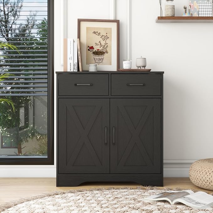 Panana Sideboard 2 Drawers 2 Doors Entryway Storage Cabinet Living Room - Image 2