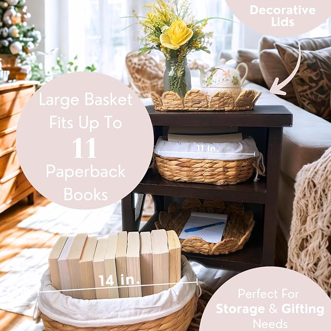 Set of 2 Round Wicker Baskets - Image 4