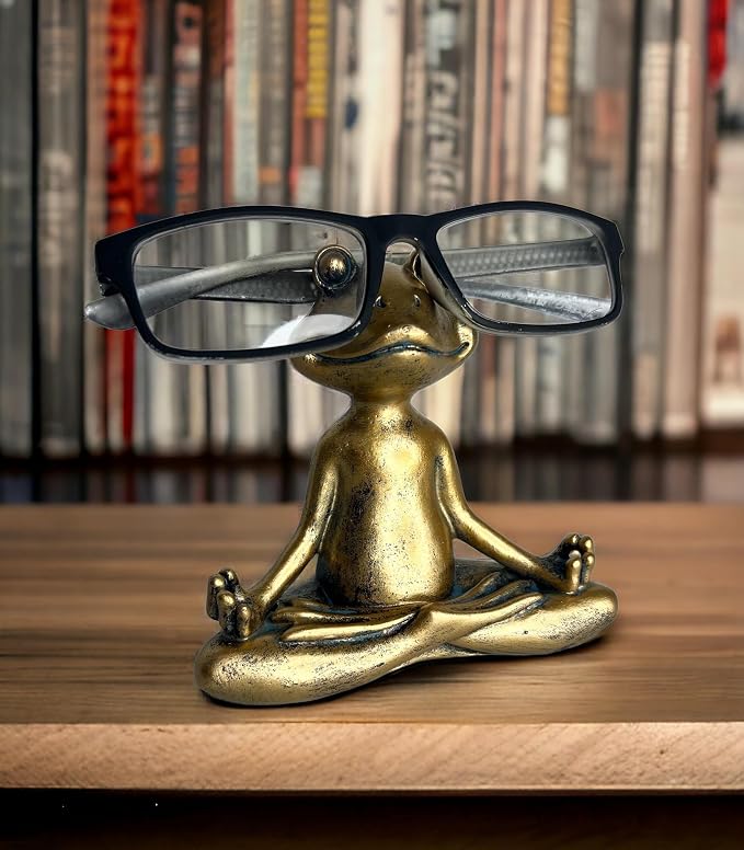 Top Brass Yoga Frog Eyeglass Holder – Whimsical Reading Glasses Sunglass Stand - Image 3