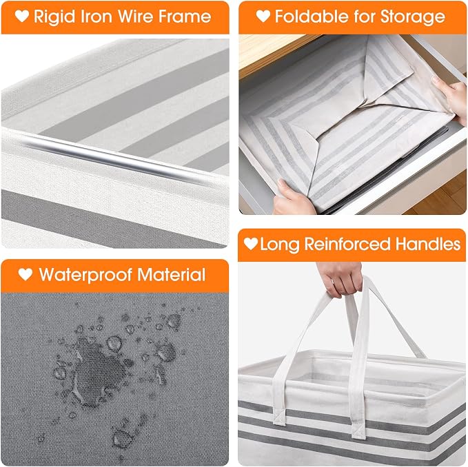 3 Pack Large Laundry Baskets, Laundry Hampers, Freestanding Waterproof - Image 3