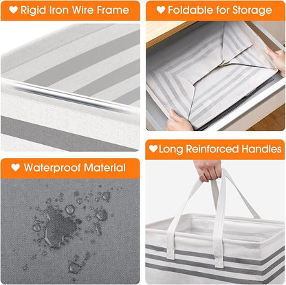 3 Pack Large Laundry Baskets, Laundry Hampers, Freestanding Waterproof - Image 3