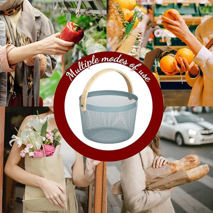 IBWell Bucket-Shape Metal Wire Woven Fruit Storage Bowl Basket - Image 6