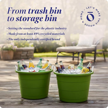 Homz 2 Pack of 17 Gallon Storage Buckets, Durable Plastic Containers, Sturdy - Image 9