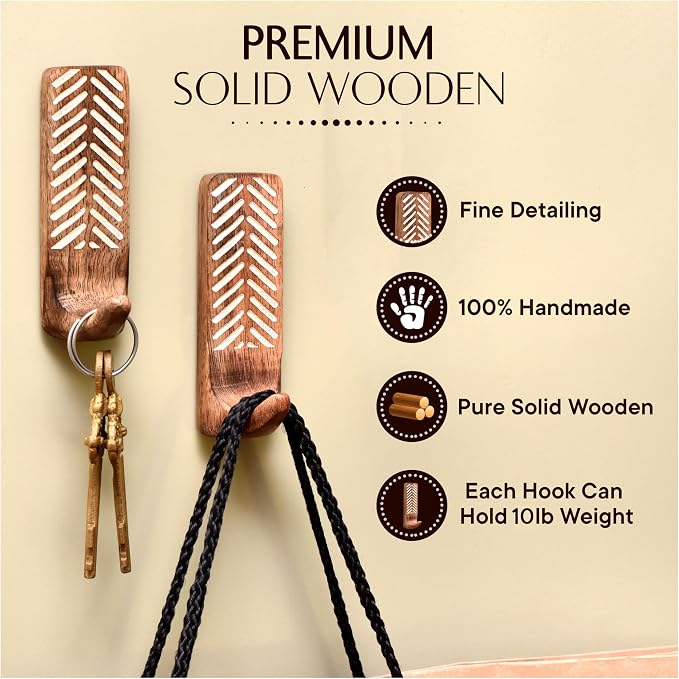 Indian Shelf 150 Pieces Bulk Wood Adhesive Wall Hooks – Wholesale Boho Peel and - Image 6