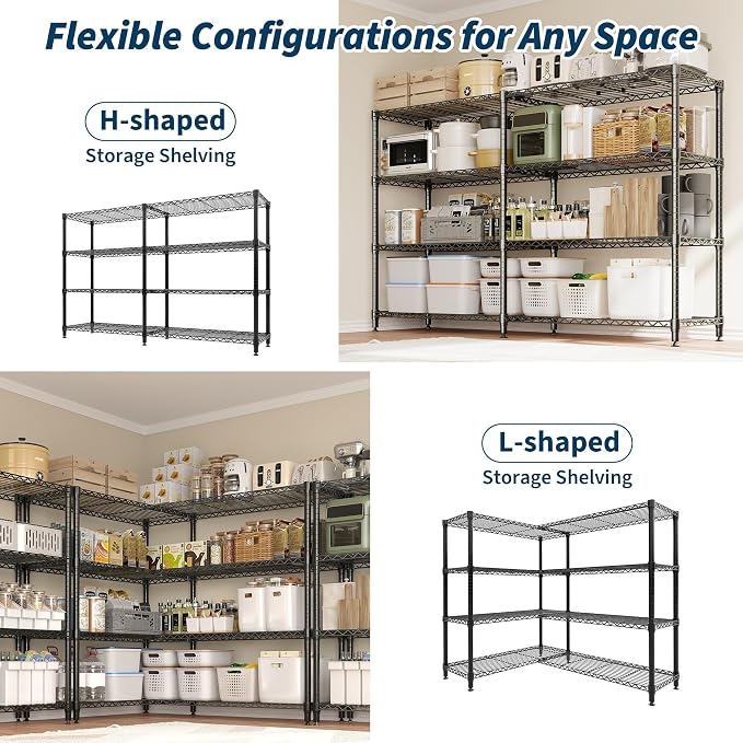Garvee 70.8" W Storage Shelves Metal Shelving Unit, 4-Tier Heavy Duty Wire - Image 5