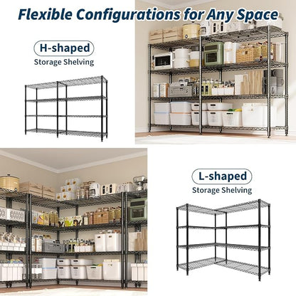 Garvee 70.8" W Storage Shelves Metal Shelving Unit, 4-Tier Heavy Duty Wire - Image 5
