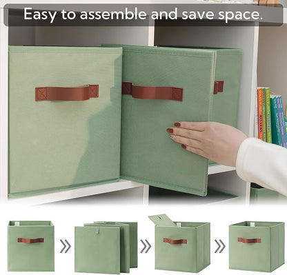 GRANNY SAYS 11 Inch Fabric Storage Cubes, Sage Green | Collapsible Cube Storage - Image 7