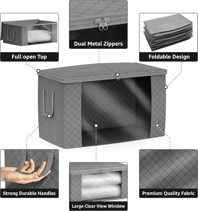 Sorbus Foldable Storage Bag Organizers, Large Clear Window & Carry Handles - Image 5