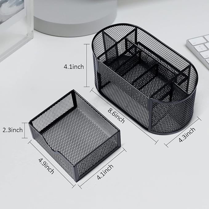 Black Mesh Pen Holder Desk Organizer Cute Office Supplies Pencil and Marker - Image 4