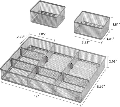 Marbrasse 3 Packs Desk Drawer Organizers, Metal Mesh Dividers - Image 3