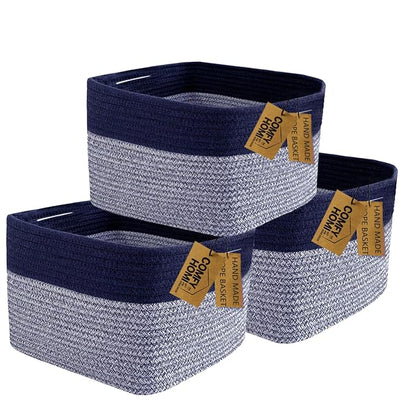 COMFY-HOMI 3PACK Rectangular Cotton Rope Basket by COMFY-HOMI