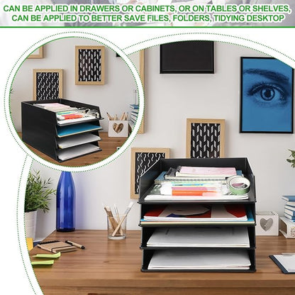 6 Pcs Stackable Paper Trays Rectangular Plastic Desk Holder Desktop Document - Image 4