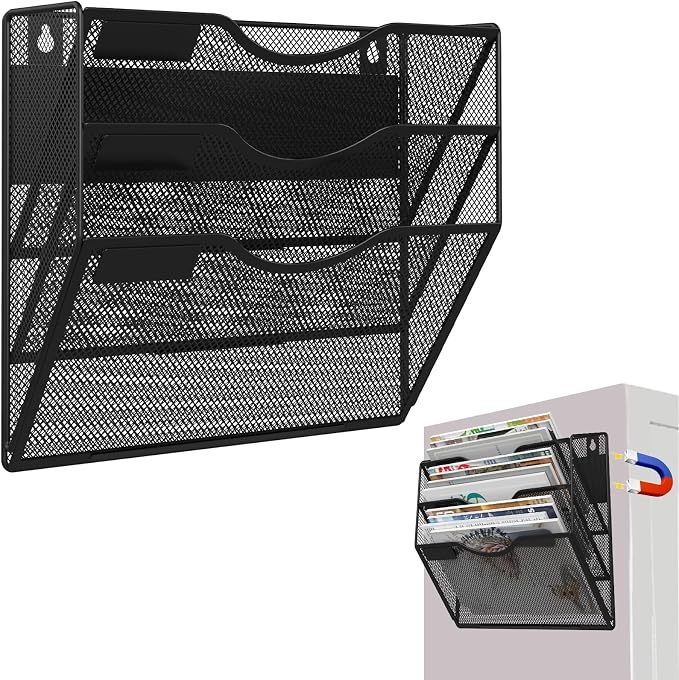 3-Tier Magnetic File Holder, No Drilling Installation File Cabinet Organizer by LQPAFZ