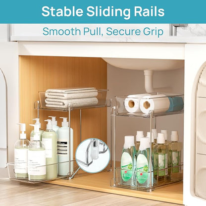Vtopmart 4 Pack Higher Bathroom Under Sink Plastic Pull-Out Organizer - Image 4