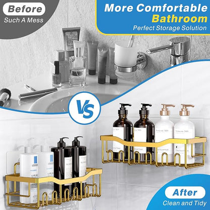 EUDELE 5-Pack Rustproof Stainless Steel Shower Caddy – No Drill Adhesive - Image 3