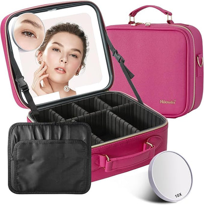 Mocado Travel Makeup Bag with LED Lighted Mirror, Travel Makeup Organizer by Mocado