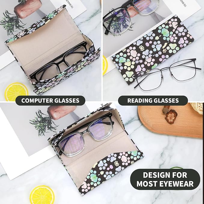 Foldable Glasses Case, Magnetic PU Leahter Sunglasses Case, Cute Hard Shell - Image 2