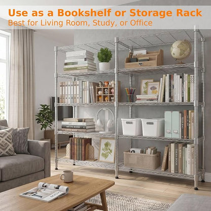 Homdox 5-Tier Adjustable Metal Storage Shelves, Space-Saving Corner Rack - Image 7
