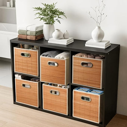 10.5x10.5in Bamboo Storage Cubes Storage Baskets, Wicker Cube Storage Bins - Image 6