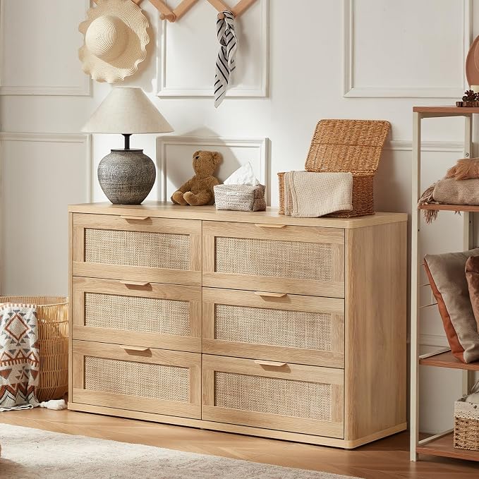 LEYAOYAO Rattan 6 Drawer Dresser - Image 9