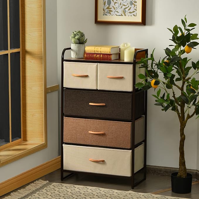 Giantex 5-Drawer Fabric Dresser - Image 4