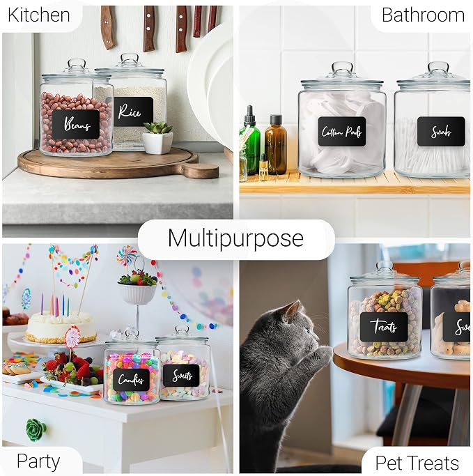 1 Gallon Glass Cookie Jars + Labels & Marker - Image 4