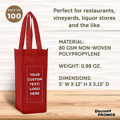 DISCOUNT PROMOS Non-Woven Vineyard Two Bottle Wine Bags - Image 4