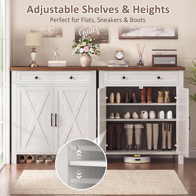 Farmhouse Shoe Storage Cabinet, 5-Tier High Boots Organizer - Image 4