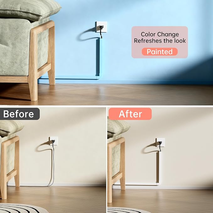 Yecaye PVC Wire Covers for Cords on Wall, One-Cord Cable Concealer Kit - Image 7