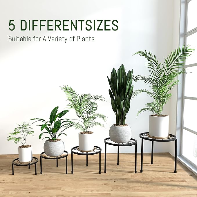 Linpla 5-Pack Decent Metal Plant Stands, Heavy Duty Flower Pot Stands - Image 2